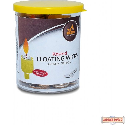 Round Floating Wicks – 100 Count Tub (Approx.), Cotton Wicks and Cork Disc Holders