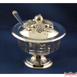Silverplated & Glass Honey Dish with spoon